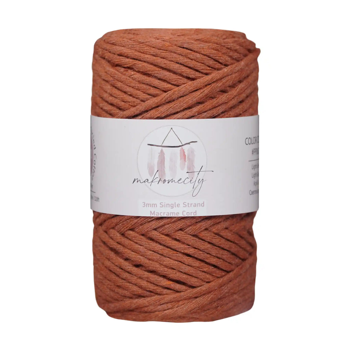 Makromecity 3mm Single Strand Cotton Macrame Cord color Brick