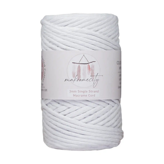 Makromecity 3mm Single Strand Cotton Macrame Cord color White