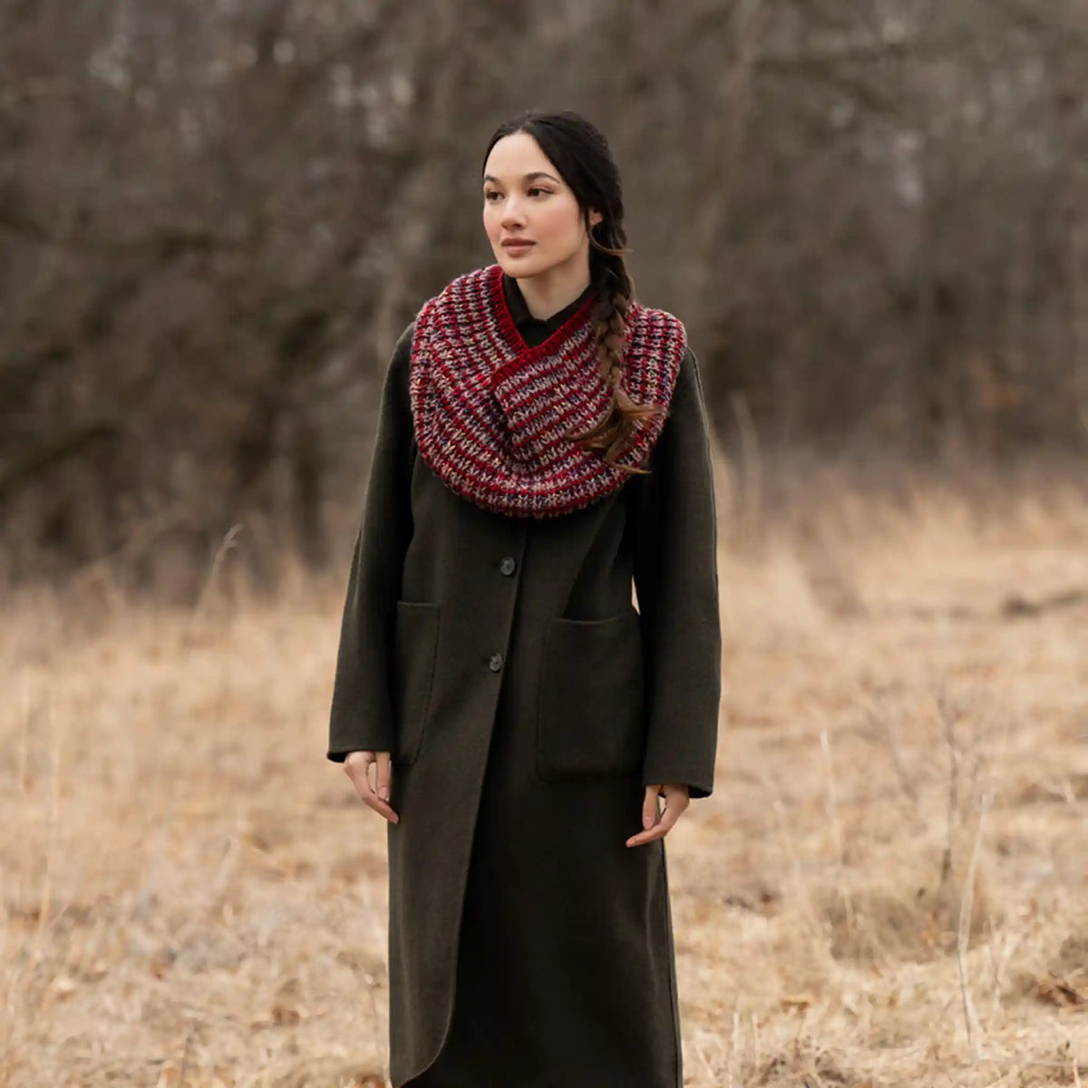 Malabrigo 2026 Holiday Kit Trio Cowl in Aniversario, Cereza and Sage Rose