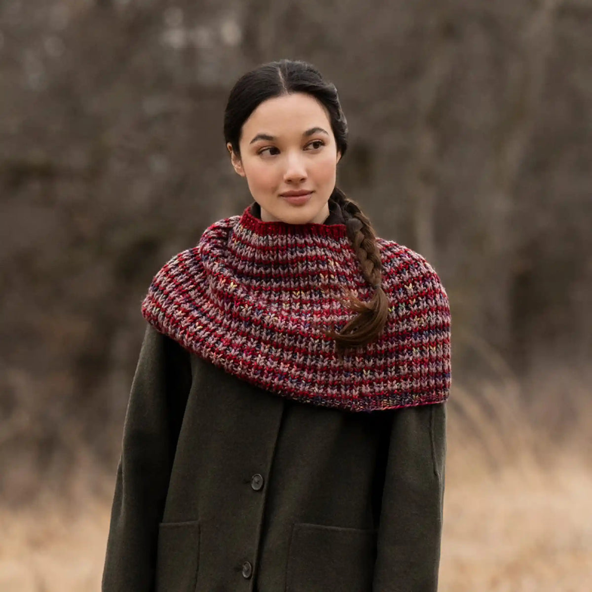 Malabrigo 2026 Holiday Kit Trio Cowl in Aniversario, Cereza and Sage Rose