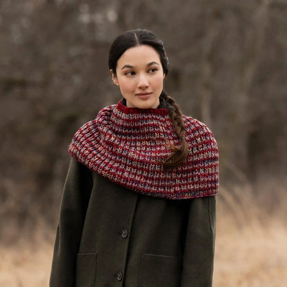 Malabrigo 2026 Holiday Kit Trio Cowl in Aniversario, Cereza and Sage Rose
