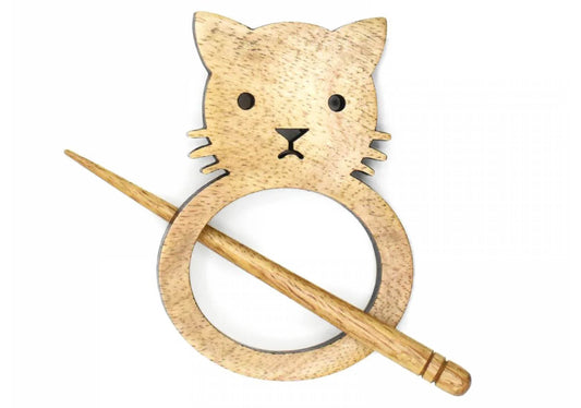 LYKKE Kitty Wood Shawl Pin