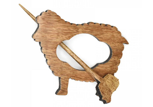 LYKKE Sheep Wood Shawl Pin