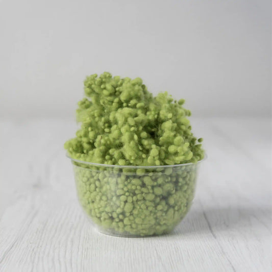 Merino wool nepps in Caipirinha, small entangled fiber balls