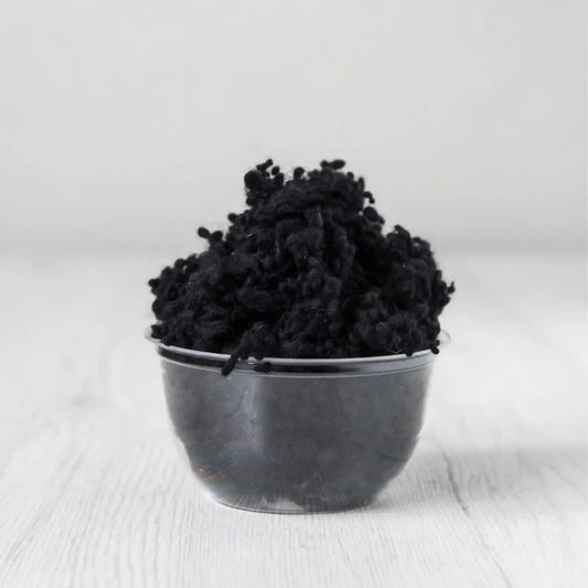 Merino wool nepps in Dark, small entangled fiber balls