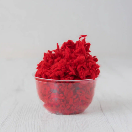 Merino wool nepps in Passion, small entangled fiber balls