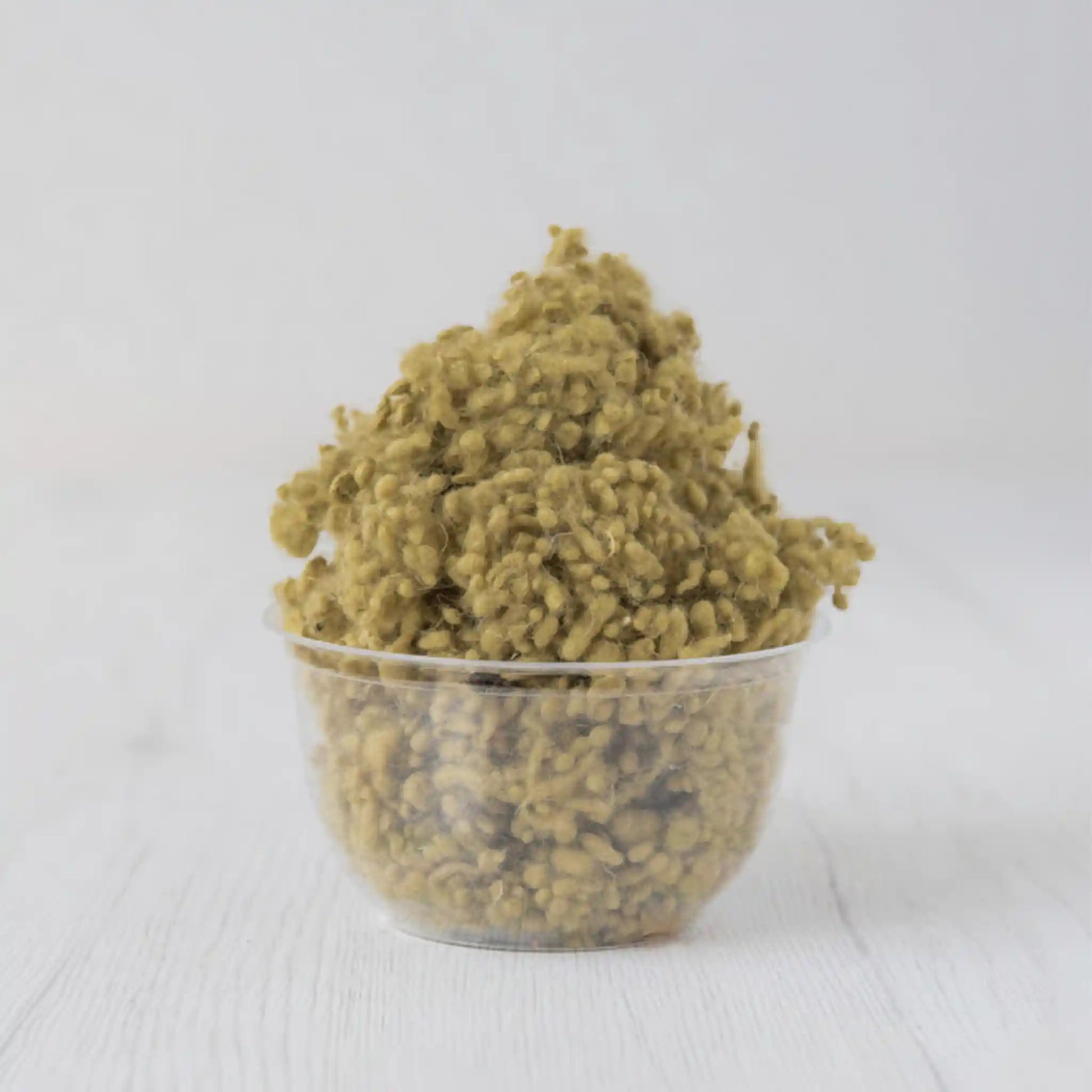 Merino wool nepps in Sage, small entangled fiber balls