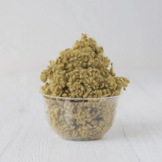 Merino wool nepps in Sage, small entangled fiber balls