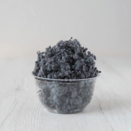 Merino wool nepps in Storm, small entangled fiber balls
