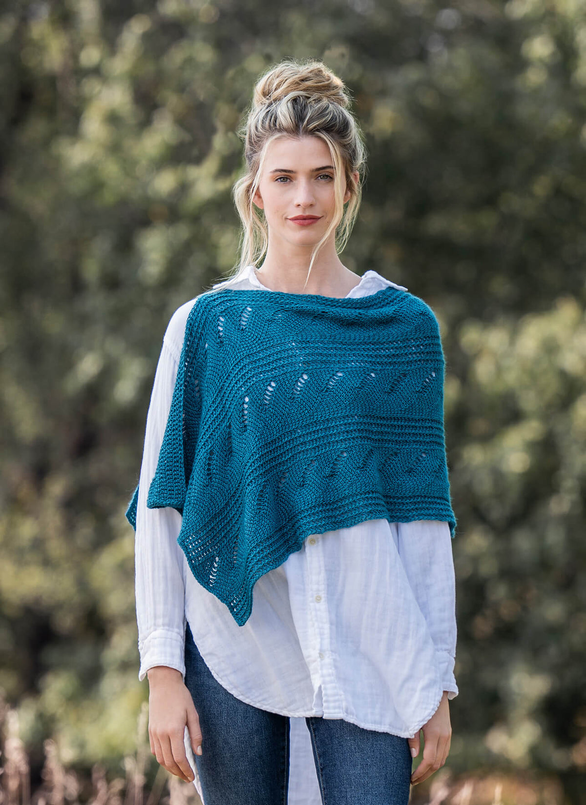 Coastal Waves Tunisian Wrap by Blue Sky Fibers