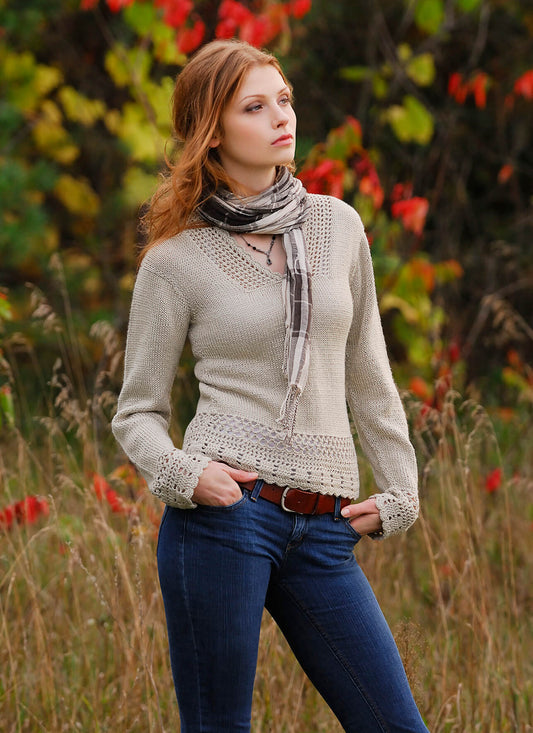 Crochet Trim Hoodie by Blue Sky Fibers
