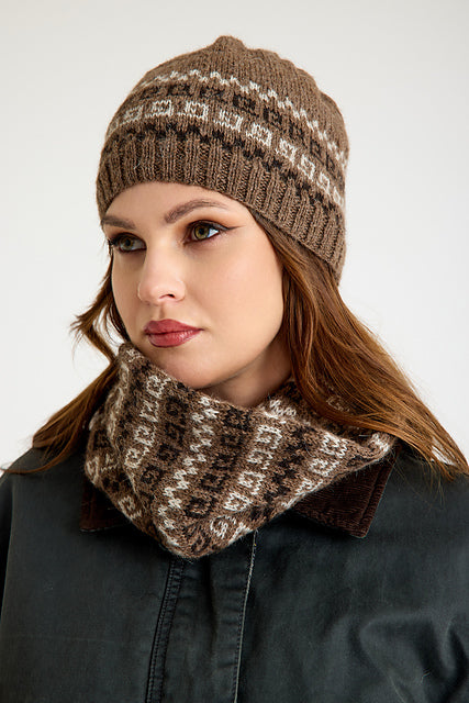 Mirasol Magdalena hat and cowl styled view 2