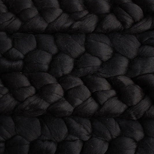 Black 195 - Malabrigo Nube Roving Fiber Braid