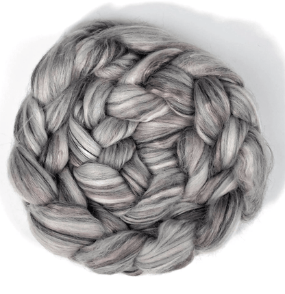 Paradise Fibers 80/20 Merino & Mulberry Silk Top – Black Marble - Paradise Fibers