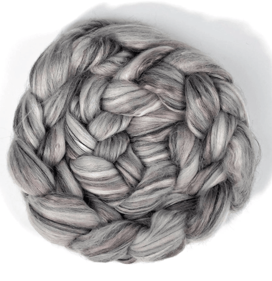 Paradise Fibers 80/20 Merino & Mulberry Silk Top – Black Marble - Paradise Fibers