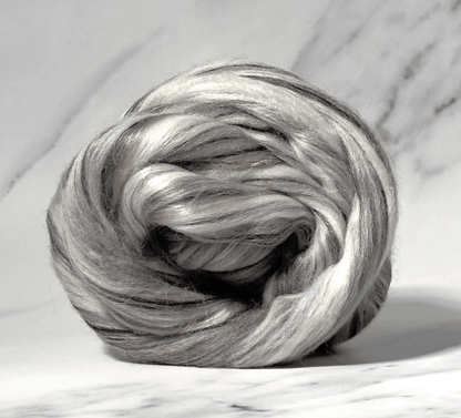 Paradise Fibers 80/20 Merino & Mulberry Silk Top – Black Marble - Paradise Fibers