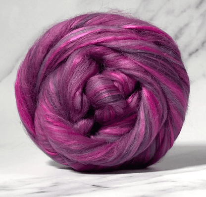 Paradise Fibers 80/20 Merino & Mulberry Silk Top – Royal Dahlia - Paradise Fibers