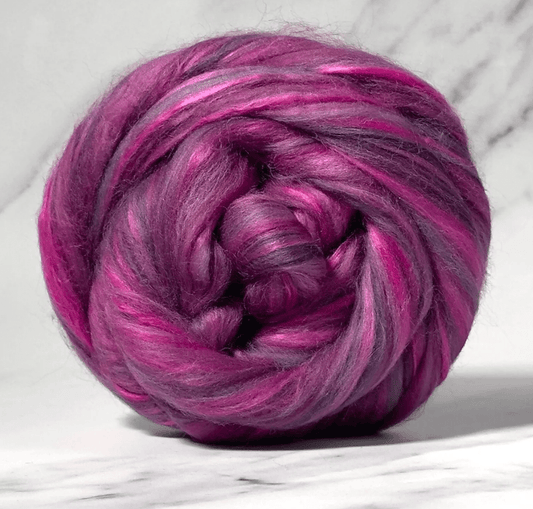 Paradise Fibers 80/20 Merino & Mulberry Silk Top – Royal Dahlia - Paradise Fibers