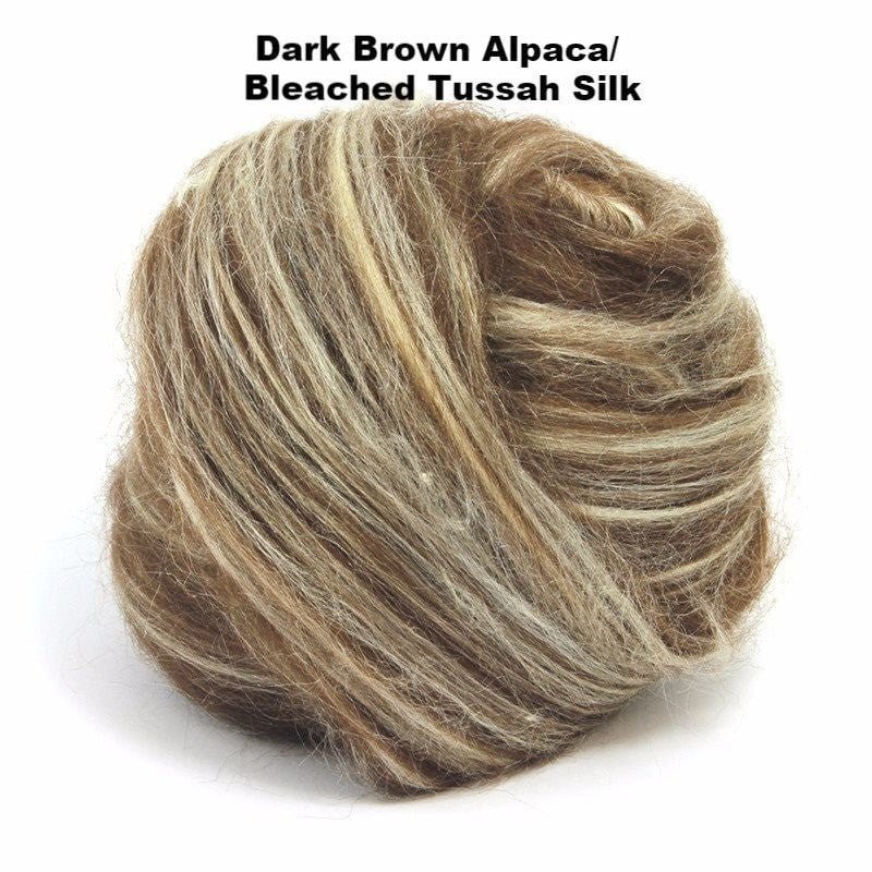 Dark Brown - Alpaca/Tussah Silk Fiber Top Blend