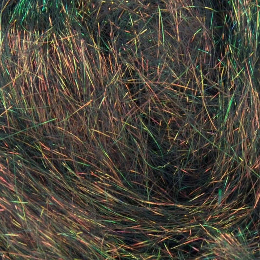 Close-up of Forest Blaze A18 Angelina fiber showing the iridescent strands