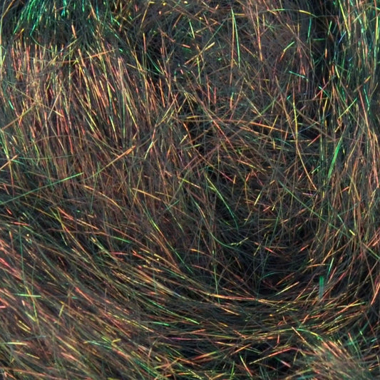 Close-up of Forest Blaze A18 Angelina fiber showing the iridescent strands