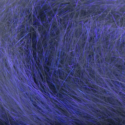 Close-up of Ultra Violet A21 Angelina fiber showing the iridescent strands