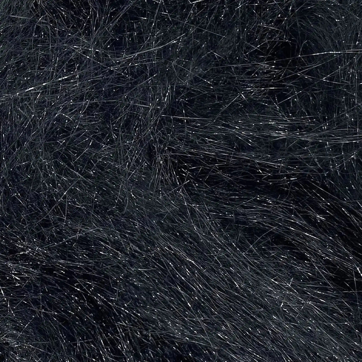 Close-up of Black A28 Angelina fiber showing the metallic strands