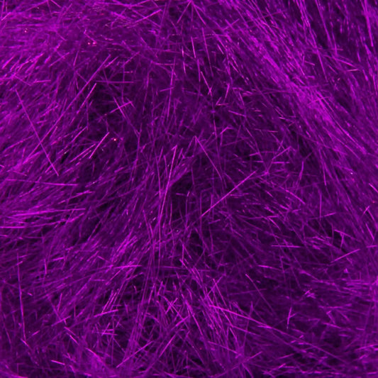 Close-up of Fuchsia A6 Angelina fiber showing the metallic strands