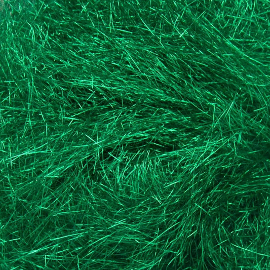 Close-up of Green A5 Angelina fiber showing the metallic strands