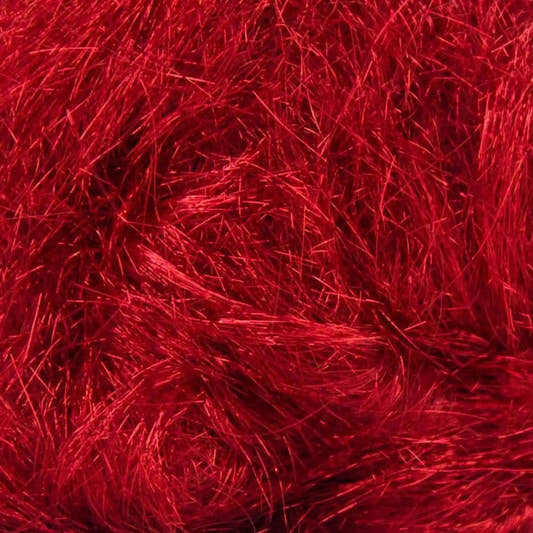 Close-up of Red A3 Angelina fiber showing the metallic strands