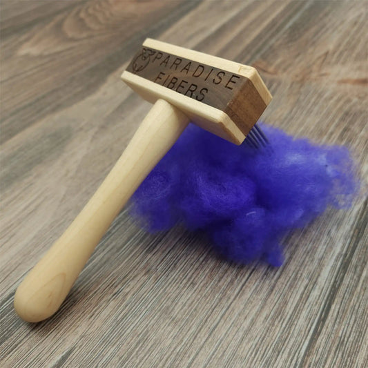 Maple-Walnut Double Row Wool Combs with Stainless Steel Tines