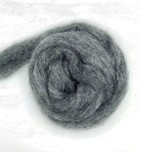 Tornado carded Corriedale wool sliver, the middle grey of five