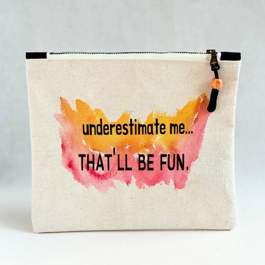 Pretty Clever Words Canvas Small Zippered Bag | Painted - Paradise Fibers