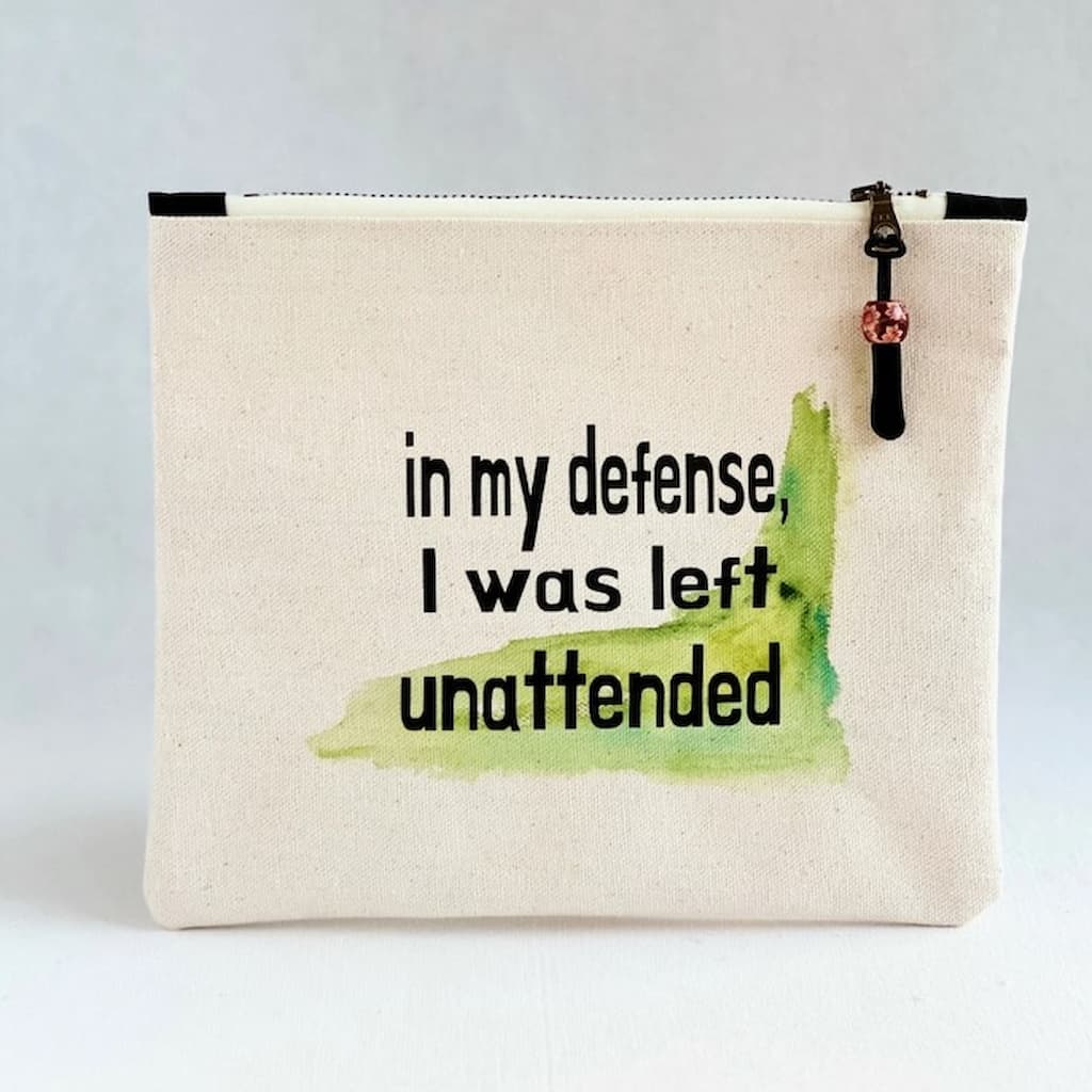 Pretty Clever Words Canvas Small Zippered Bag | Painted - Paradise Fibers