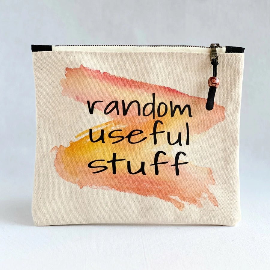 Pretty Clever Words Canvas Small Zippered Bag | Painted - Paradise Fibers