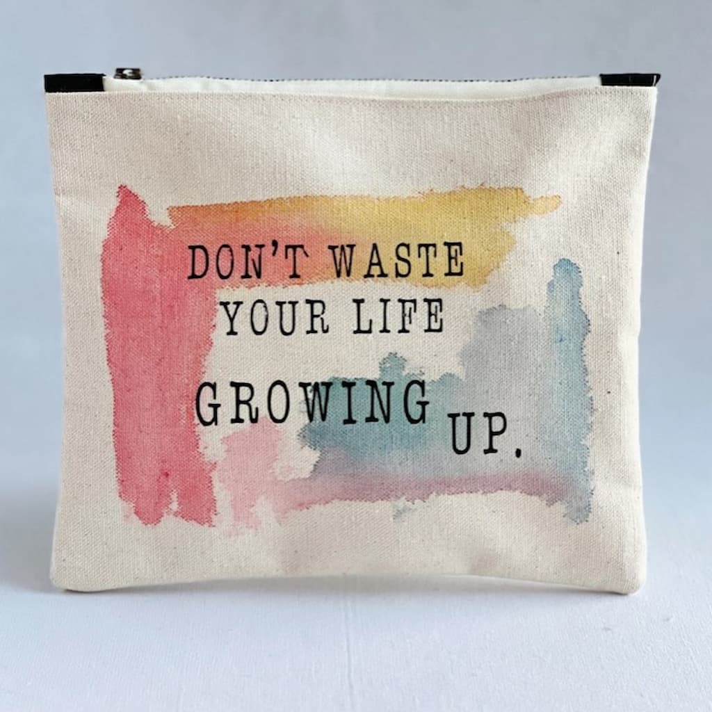 Pretty Clever Words Canvas Small Zippered Bag | Painted - Paradise Fibers
