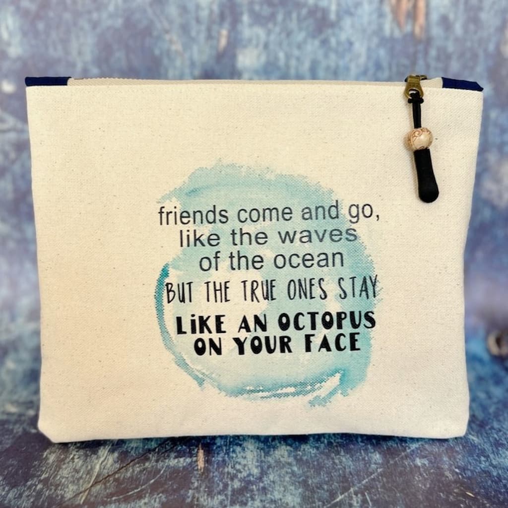 Pretty Clever Words Canvas Small Zippered Bag | Painted - Paradise Fibers