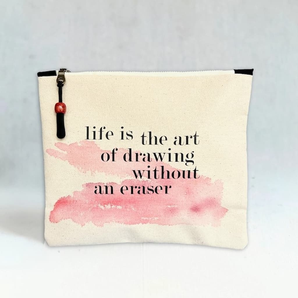 Pretty Clever Words Canvas Small Zippered Bag | Painted - Paradise Fibers