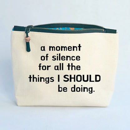 Pretty Clever Words Canvas Zippered Bag - Paradise Fibers