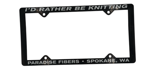 I'd Rather Be Knitting License Plate Frame - Black
