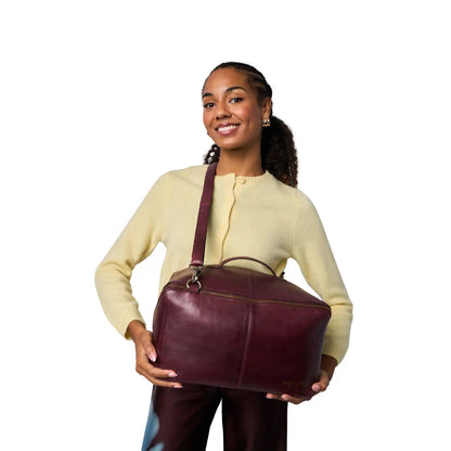 RE:DESIGNED Project 90 large leather project bag in Dark Cherry