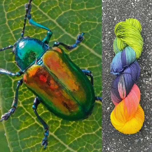 Dogbane Beetle - Superwash Merino Spruce Fingering Yarn