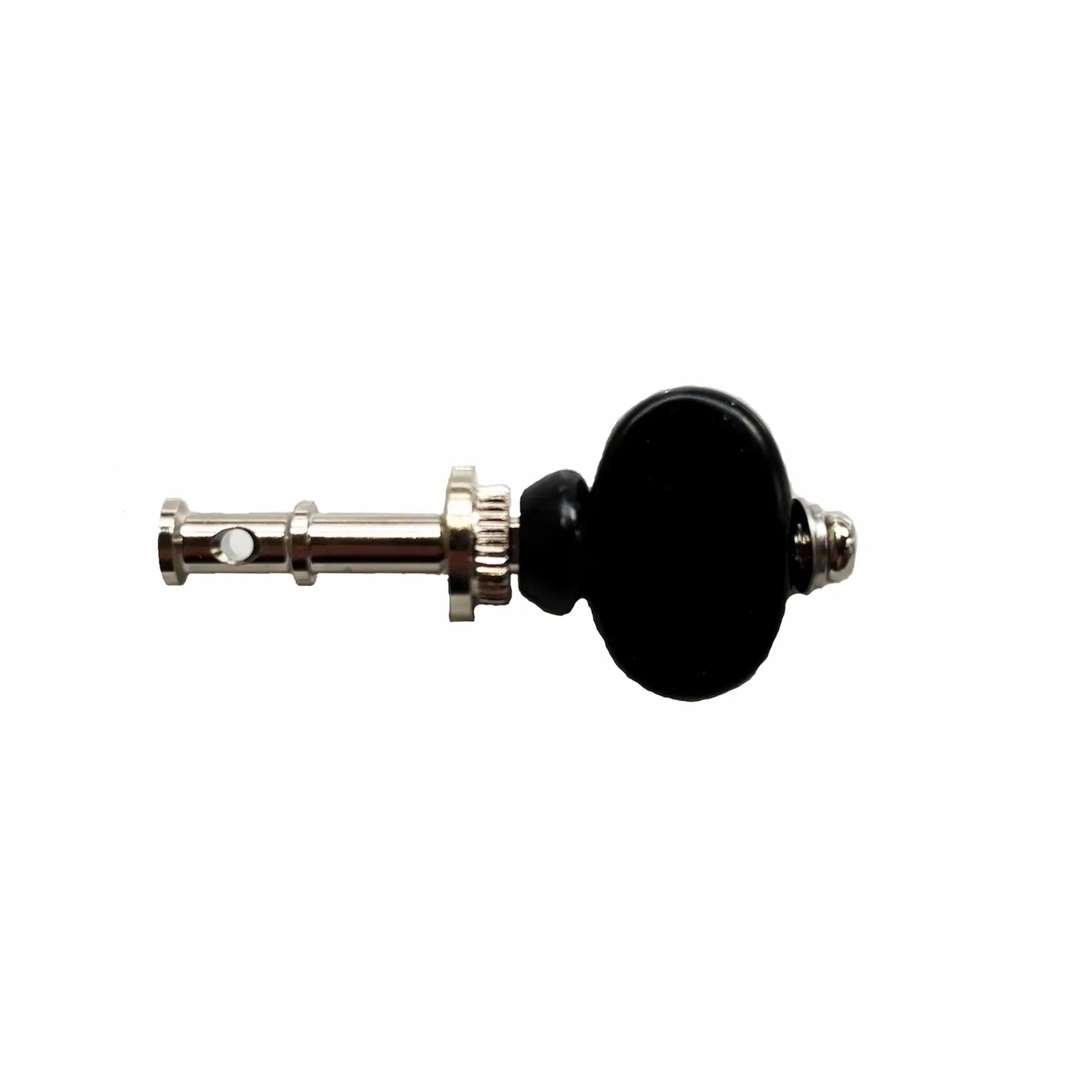 Schacht Ladybug and Matchless Tension Knob closeup, showing a black turning knob and metal rod