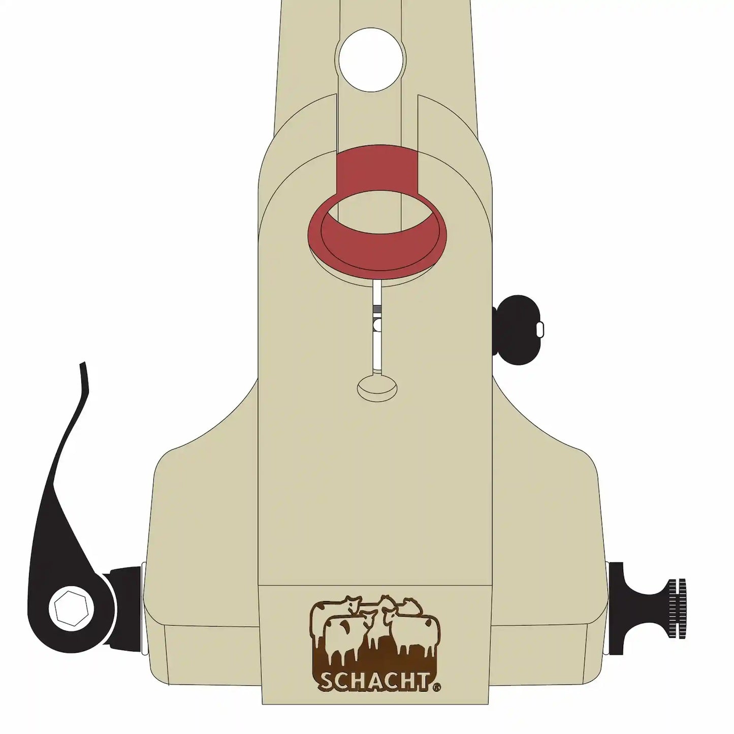 Schacht Matchless Quick Release Maiden showing a left side with a release clamp and right side turning knob