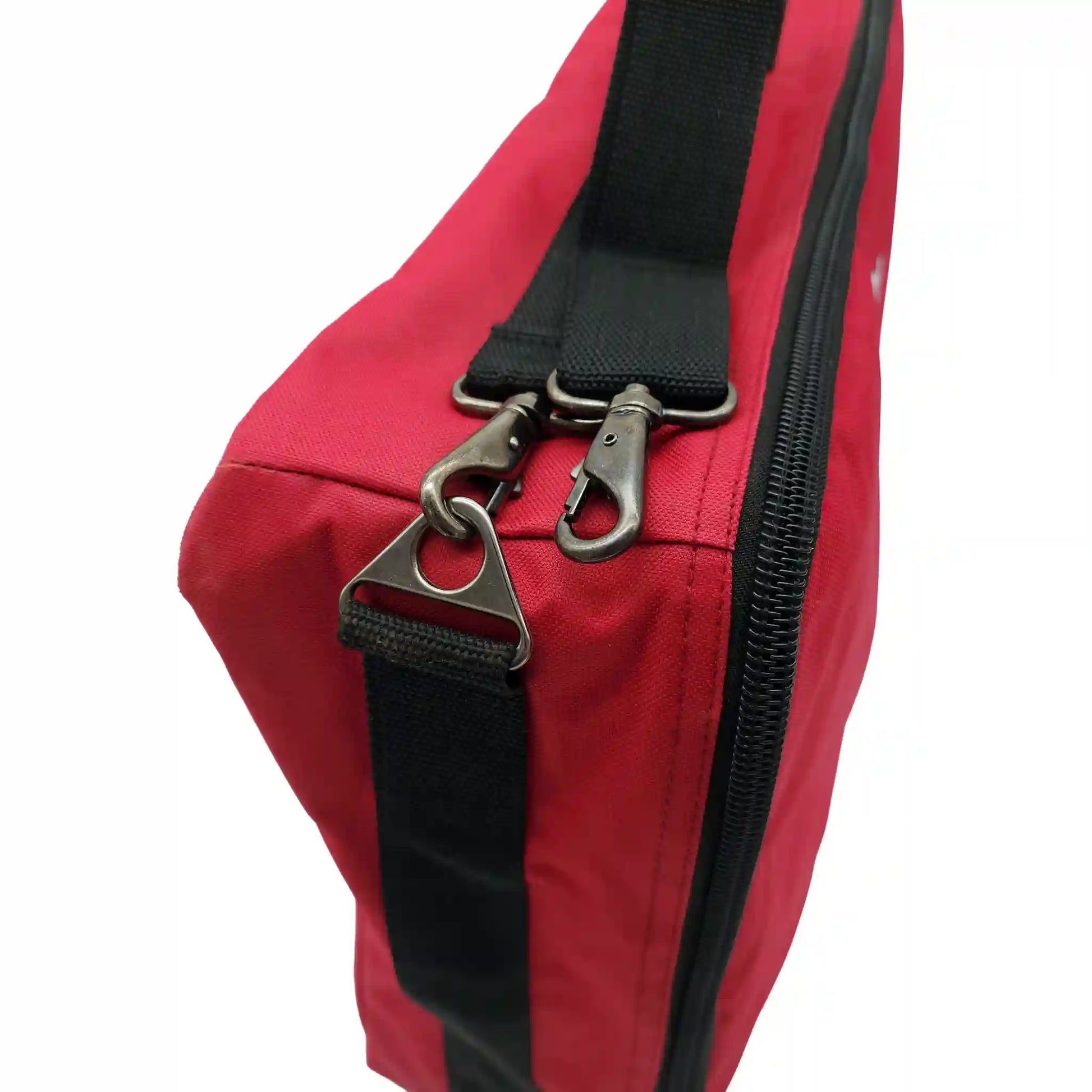 Schacht Sidekick bag closeup of left side clasp for carrying strap