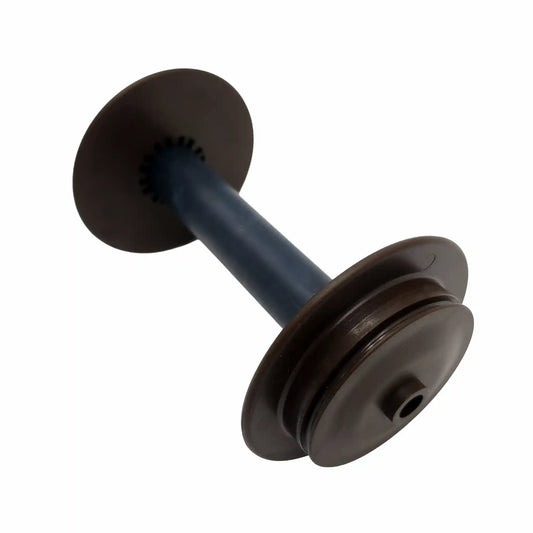 One Schacht Travel Spinning Wheel Bobbin laid flat, showing the core and the end of one of the whorls