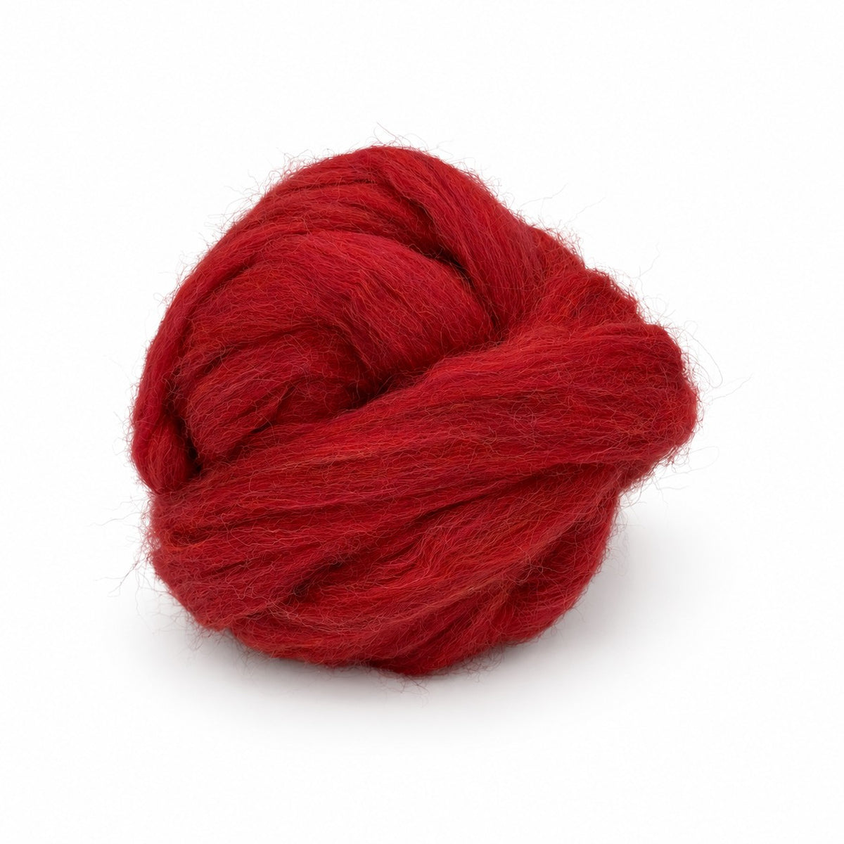 Speckle Chili Pepper Red Corriedale blend felting fiber, loose ball