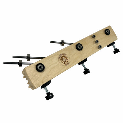 SpinOlution Tensioned Lazy Kate folded showing top side and rods removed and held on the side