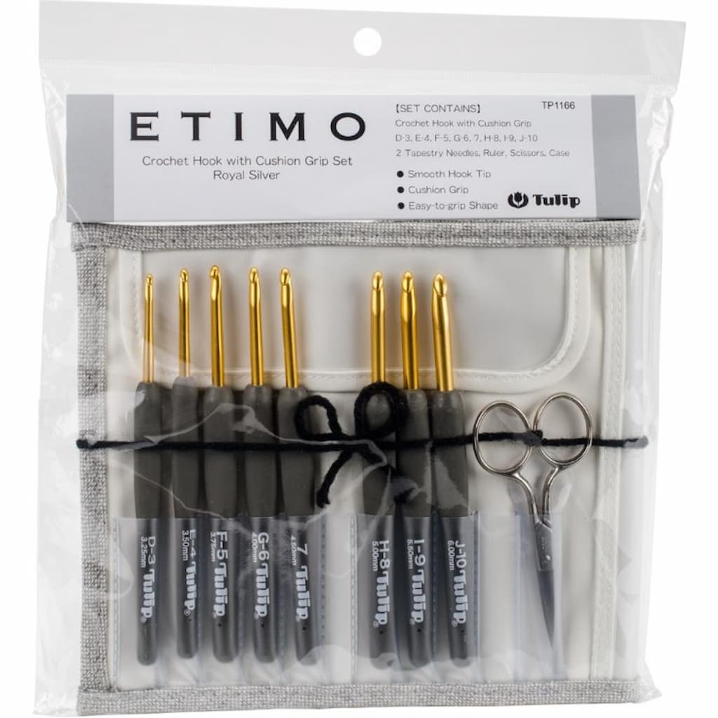 Tulip Etimo Grey Crochet Hook with Cushion Grip Set - Paradise Fibers
