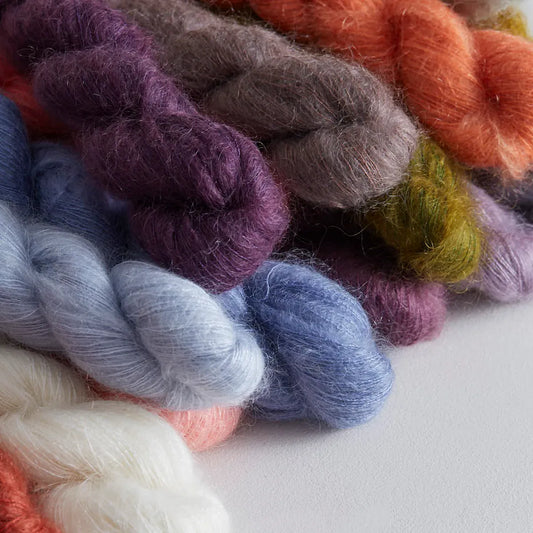 Closeup of Bonmoher yarn, showing the flyaways and texture of the yarn